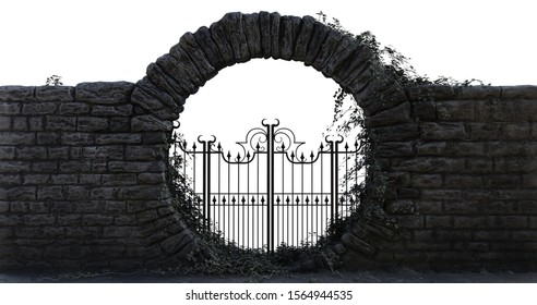 3D Illustration Of Stone Iron Gate