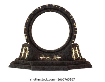 3D illustration of stone portal