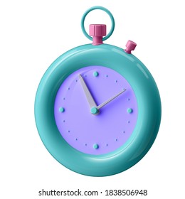 3d Illustration. Stopwatch In Cartoon Style Not White Background.