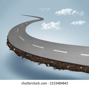 3d Illustration Straight Highway Road Isolated With Clouds. Motorway Creative Design Advertisement. Bending Road Isolated, Road Ads.