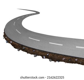 3d Illustration Of Straight Highway Road Isolated On White Background. Creative Motorway Road Advertisement. Road Ads. Isolated On White Background.