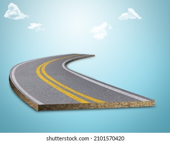 3d illustration of straight road with clouds. motorway design advertisement.travel and vacation road advertisement, Bending road and highway isolated ads. motorway isolated design road.