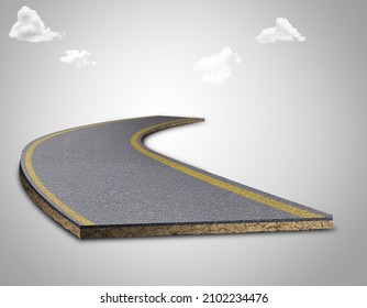 3d illustration of straight road with clouds. motorway design advertisement.travel and vacation road advertisement, isolated Bending road and highway ads. motorway isolated design road.