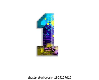 3D illustration, street art graffiti style NUMBER 1, airbrush ink splash bold font ,colorful shiny alphabet, isolated on white, design element - Powered by Shutterstock