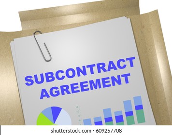 3D illustration of "SUBCONTRACT AGREEMENT" title on business document