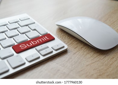3D illustration of Submit button on a keyboard.