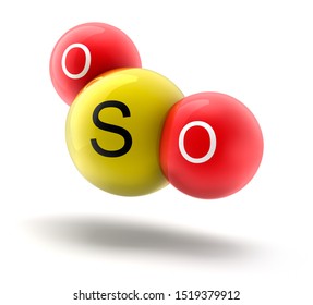 3d Illustration Of Sulfur Dioxide SO2 Molecule Model