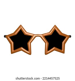 3D Illustration Of Sunglasses On A White Background. Brown Star Frame Sunglasses.