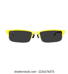 3D Illustration Of Sunglasses On A White Background. Yellow Round Frame Sunglasses.