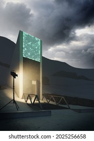 3d Illustration Of Svalbard Global Seed Vault At Night