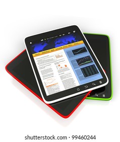 3D: Illustration of the Tablet PC on a white background, mobile technology