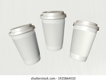 3d Illustration. Take Away Paper Coffee Cup Mockup.