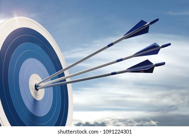3D Illustration Target with arrows - Shutterstock ID 1091224301