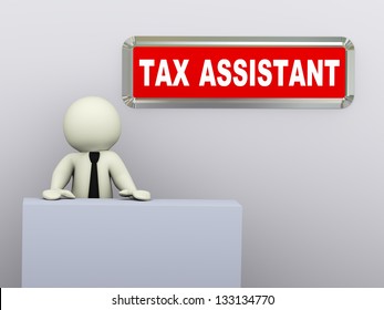 3d illustration of tax advisor available for service. 3d rendering of human character.