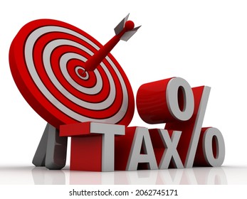 3d illustration Tax Concept with percentage symbol in target