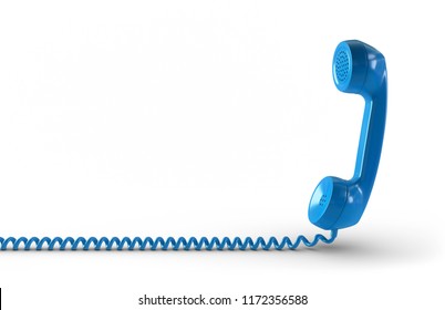 3d Illustration Telephone Receiver Blue Cut Out