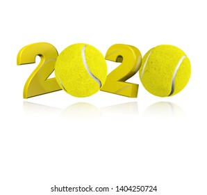 3D illustration of Tennis ball 2020 Design with a White Background - Powered by Shutterstock