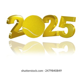 3D illustration of Tennis ball 2025 Design with a White Background - Powered by Shutterstock