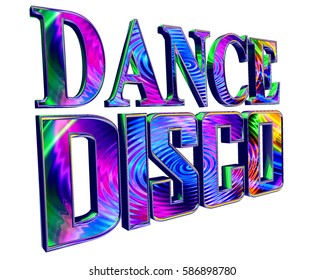 3d illustration. Text disco dancing on a white background