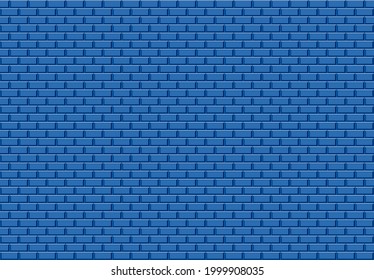 3D illustration texture background of dark blue wall and have arrange bricks zigzag.