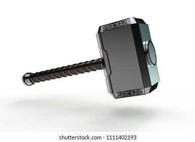 3d illustration of thor hammer isolated on white