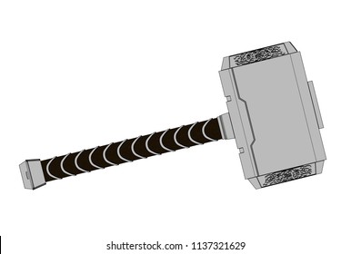3d illustration of thor hammer isolated on white