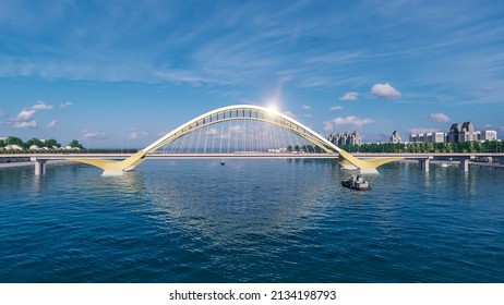 3d Illustration Of Through Arch Bridge