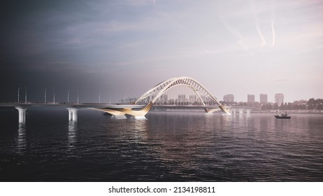 3d Illustration Of Through Arch Bridge