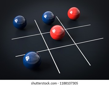 3D Illustration Tic Tac Toe