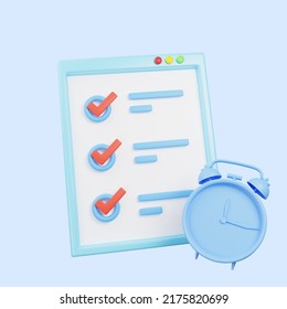 3d illustration of time task icon 3d render