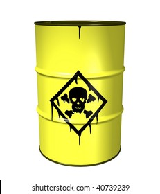 3D Illustration Of A Toxic Waste Barrel