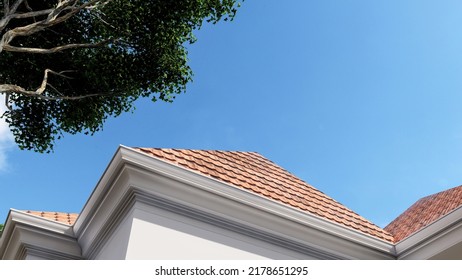 3d Illustration Of Traditional Exterior Facade, Pitch Roof, United States, 2022