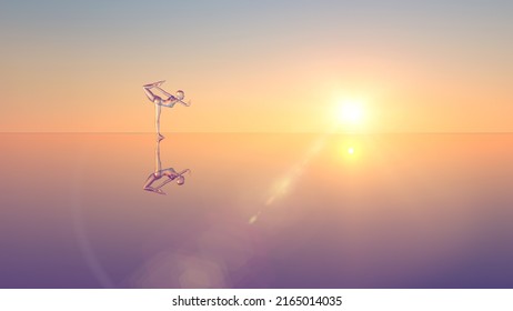 3d Illustration A Translucent Man Meets The Dawn