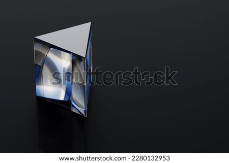 3D illustration of a triangular prism glowing in the dark
