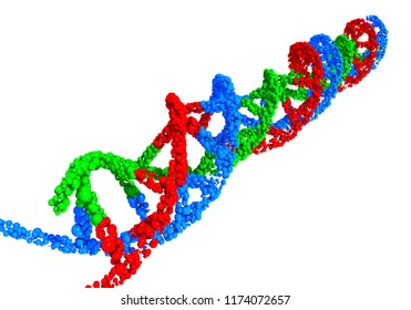 3D Illustration Of Triple Helix DNA