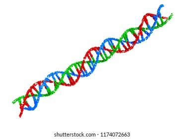 3D Illustration Of Triple Helix DNA