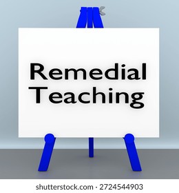 3D illustration of a tripod, displaying the script Remedial Teaching.