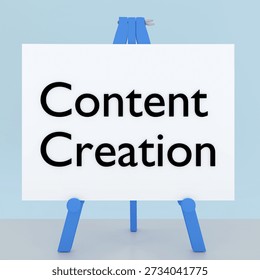 3D illustration of a tripod, displaying the script Content Creation.