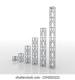 3d Illustration Truss System Rigging Metal Stainless Steel Portable With Dimension 50x50 Cm. Image Background Isolated.