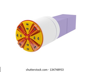 3d illustration of a tunnel boring machine on white background