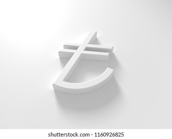 3D Illustration Of Turkish Lira Sign, TL Symbol, Turkish Money Sign In White