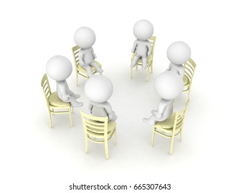  3D Illustration Of Twelve Step Self Help Group. Isolated On White.
