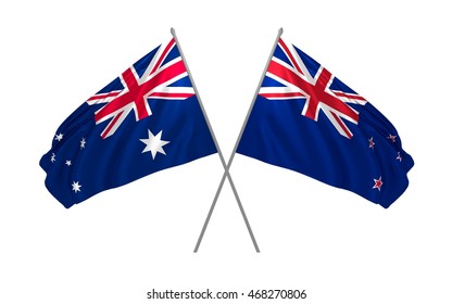 New Zealand Australia Crossed Flags New Stock Vector (Royalty Free ...