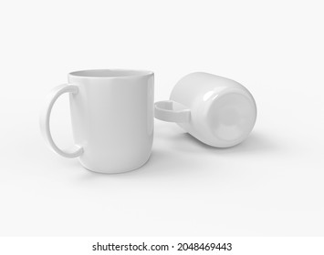 3d illustration. Two Coffee Mugs Mockup