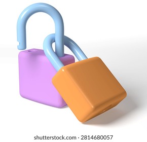 3D illustration of two padlocks