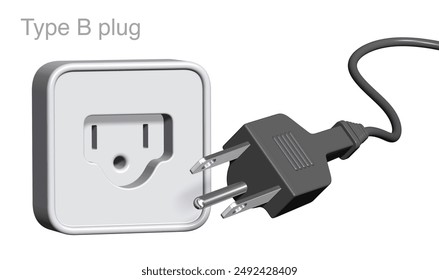 3d illustration of type B plug