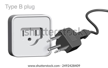 3d illustration of type B plug