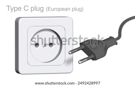 3d illustration of type C plug