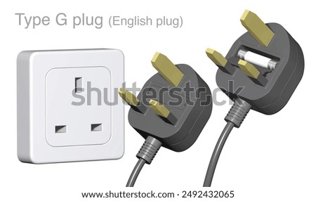 3d illustration of type G plug