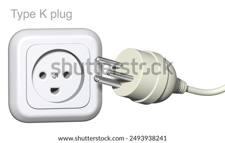 3d illustration of type K plug